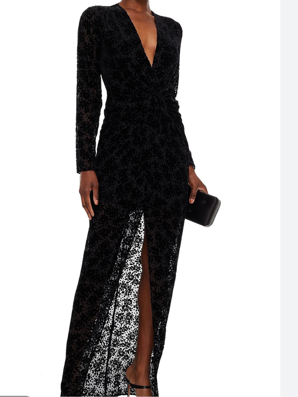 Veronica Beard Black Lace Long-Sleeve V-Neck Dress